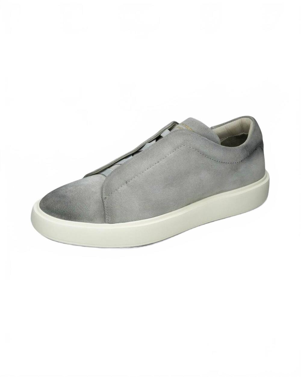 NEW OFFICINE CREATIVE men's slouch leather slip on sneakers in grey